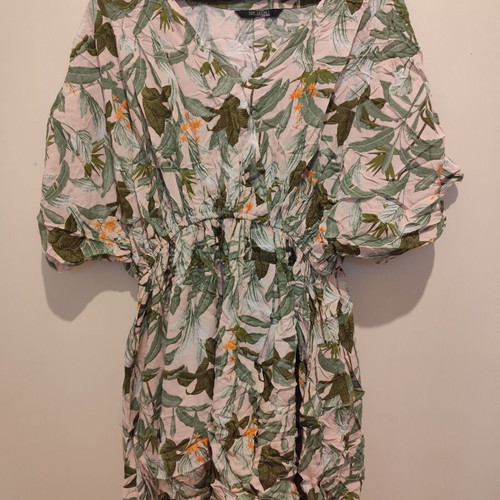 Printed dress size XXL used, light powder pink fabric