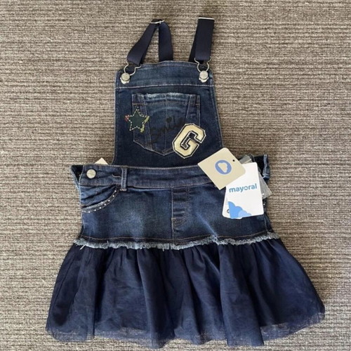 Mayoral denim dress for girl size 4 new, blue