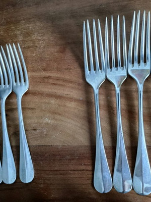 Silver-plated forks and spoons used, set of 14, vintage design