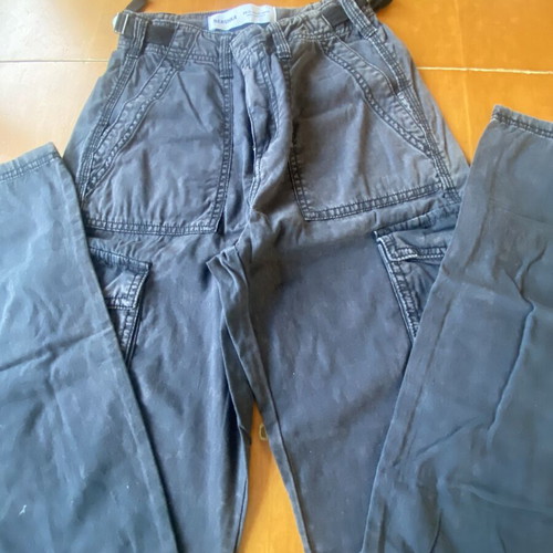 Bershka cargo pants, size 32, black beige olive
