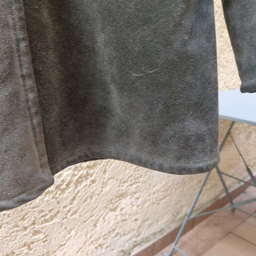 Vintage suede leather jacket used, gray, small/xs