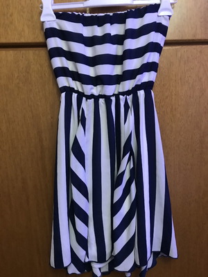 Striped short dress size S used, blue