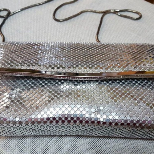 Vintage Clutch Bag 80s Used Metal Mesh