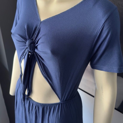 Blue maxi dress with cut-out and knot S/M like new