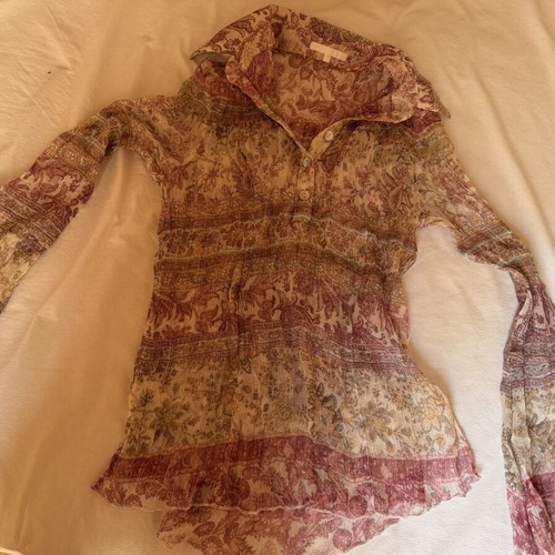 Floral shirt like new, beige and pink, spring-autumn