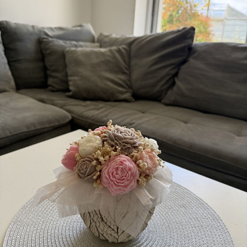 Soy Wax Candle Bouquet in Ceramic Pot New