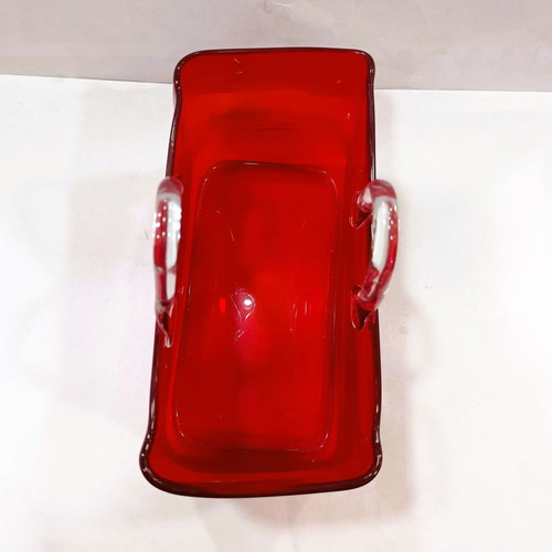 Vintage Handmade Purse Vase Murano Style Mouth-Blown Glass, like new