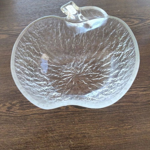 Glass embossed apple-shaped container like new