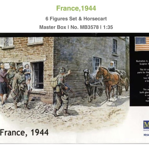 1/35 Master Box MB3578 France 1944 6 Figures Set and Horsecart new