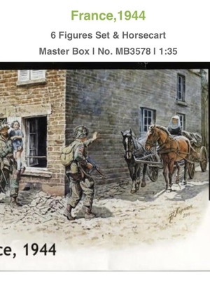 1/35 Master Box MB3578 France 1944 6 Figures Set and Horsecart new