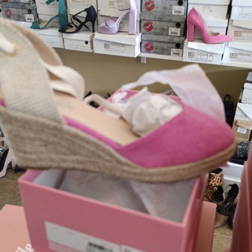 Pink platform espadrille