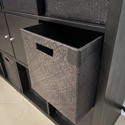 Kallax storage unit 4x4 with fabric boxes and doors, like new