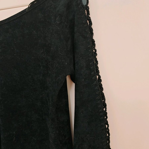 Personal Club black blouse with lace details, size M