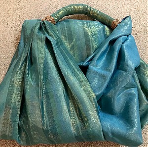 Τσάντα bag, σακούλι ώμου χειροποίητη, vintage, με κούμπωμα, τύπου βούργια.