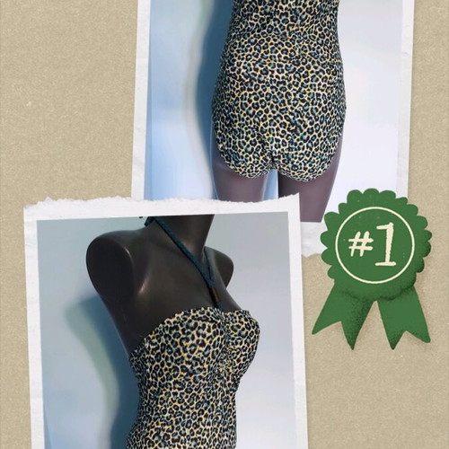 S.Oliver one-piece swimsuit in green leopard print like new