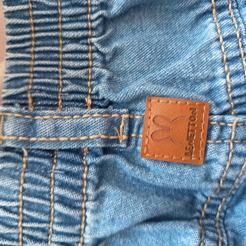 Benetton baby set 6-9m like new with denim shorts and mustard t-shirt