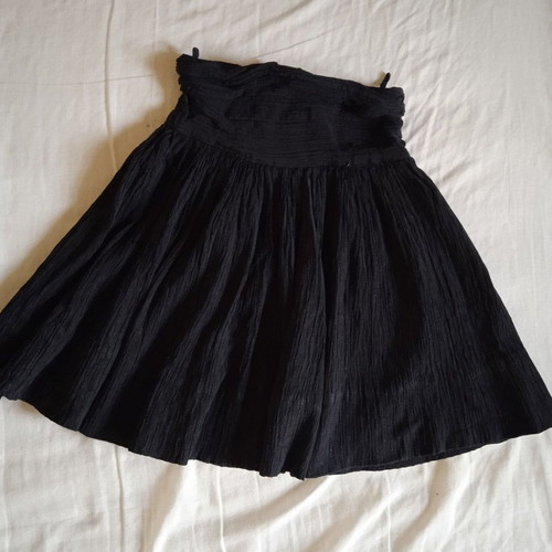Black Mini Skirt A-line used, size XS, crinkle fabric