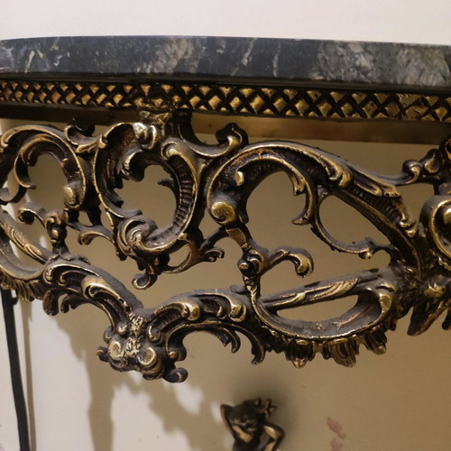 Console with mirror elegant baroque style like new, natural marble