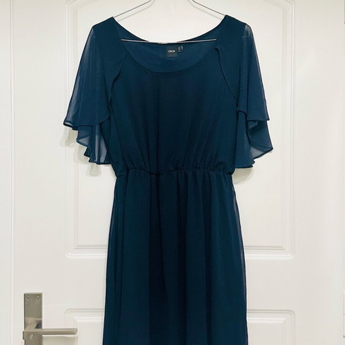 ASOS dress blue with chiffon cape like new, size L