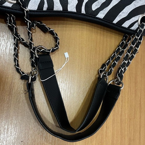 Shopping bag shoulder new, black and white with large capacity