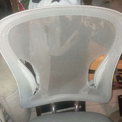 Office chair with height and recline adjustment, fabric needs repair, set of 2