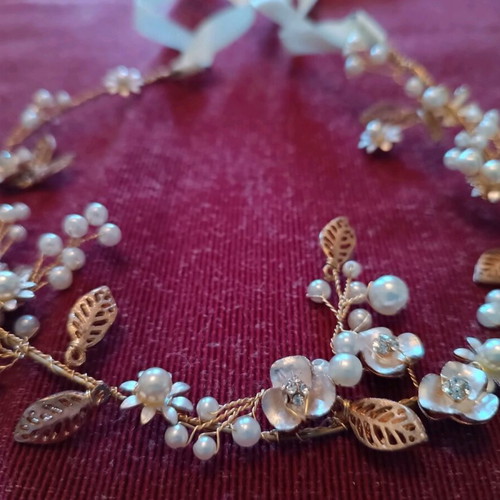 Wedding hair decoration Kouaf with pearls and gold flowers new