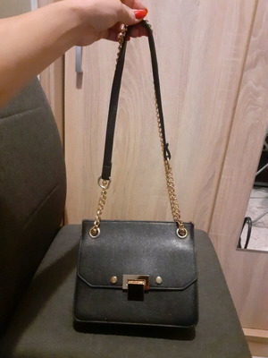 Women's crossbody bag like new, black with gold details