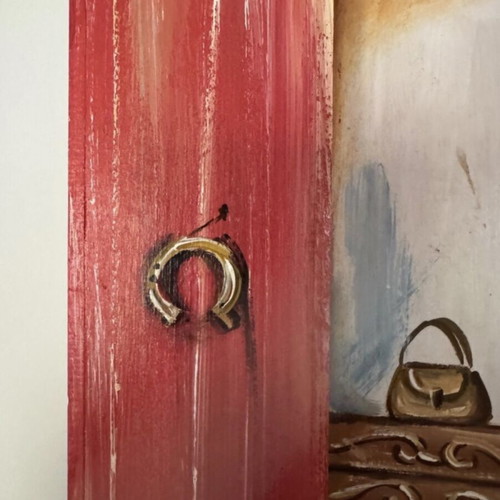 Wooden wall art by Stratakou like new 42x27