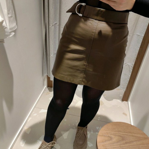 Zara eco leather green skirt, size M