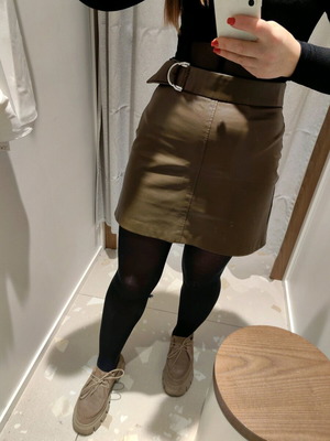 Zara eco leather green skirt, size M
