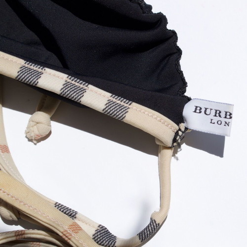 Burberry London Check Trim Triangle Bikini Top medium like new, black