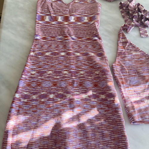Dress and top set made from recycled materials, like new, colorful