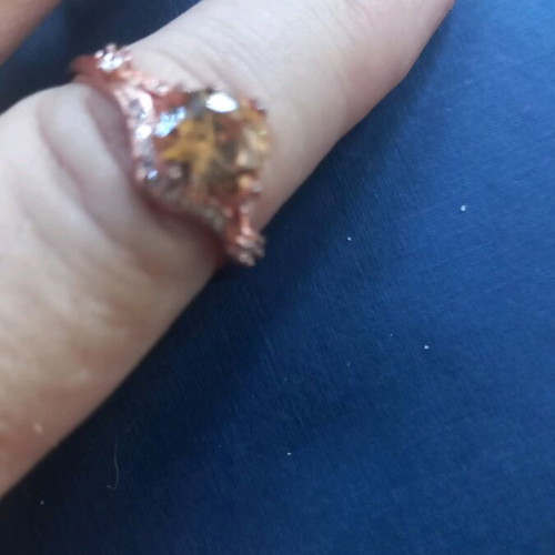 Silver rose gold monoptero ring with zircon stone like new