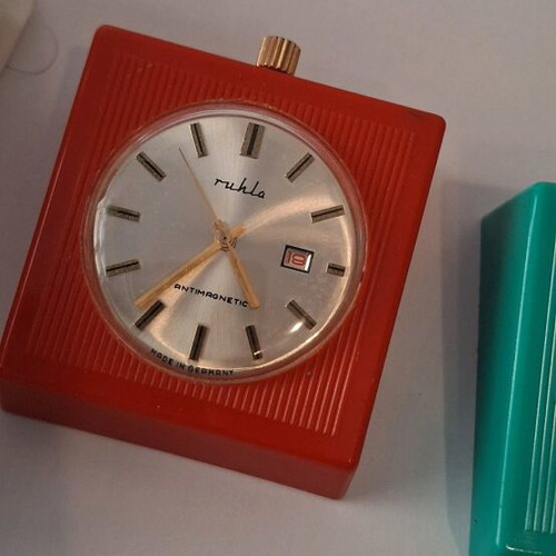 Ruhla table clocks wind-up like new, 4 colors with boxes