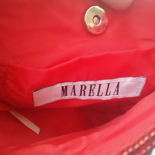 Marella crossbody bag used red glitter with silver strap
