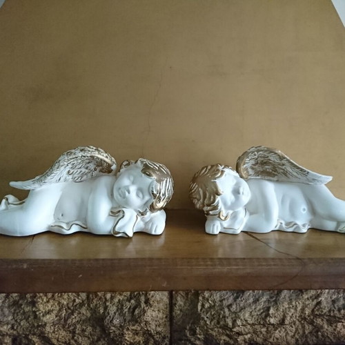 Ceramic angels like new, set of 2 decorative figurines