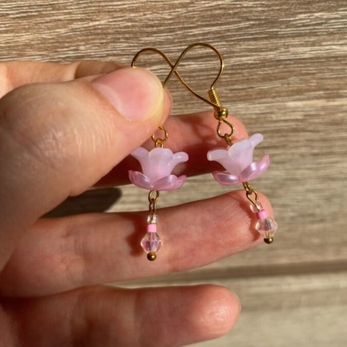Handmade earrings and necklace set in pink shades inspired by Barbie