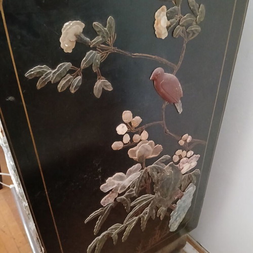 Vintage Chinese Storage Cabinet used, hand-painted with semi-precious stones