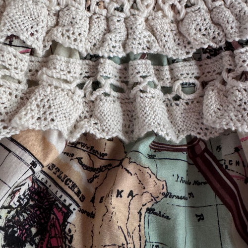 Vintage Map Strapless Top like new, size S, handmade