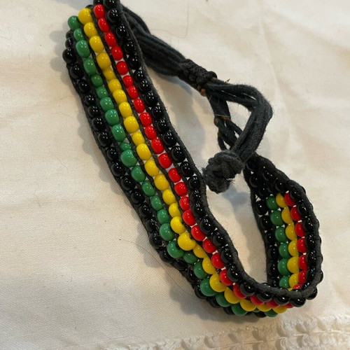 Beaded band bracelet used, Jah Reggae Rasta colors