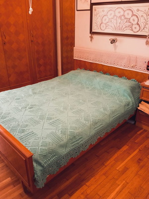 Handmade double crochet blanket like new, soft petrol color