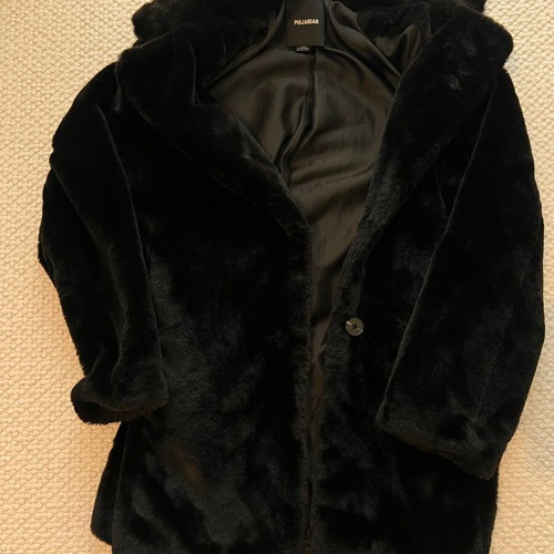 Pull & Bear long fur coat new, black