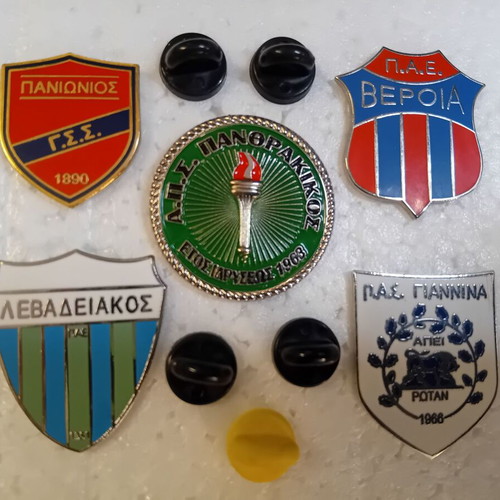 Collectible metal pins Panionios Panthrakikos Veria PAS Giannina Levadeiakos new