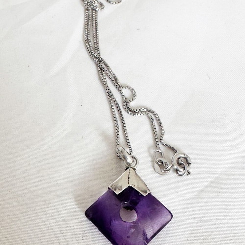 Vintage pendant with amethyst in 925 silver and gold