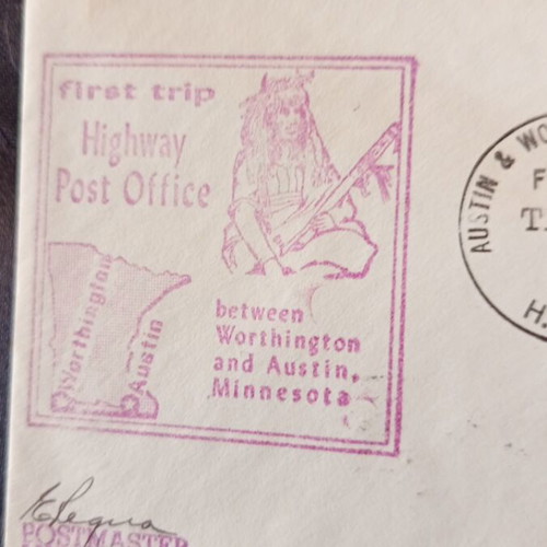 First Trip Cover from Worthington to Austin 1955 used
