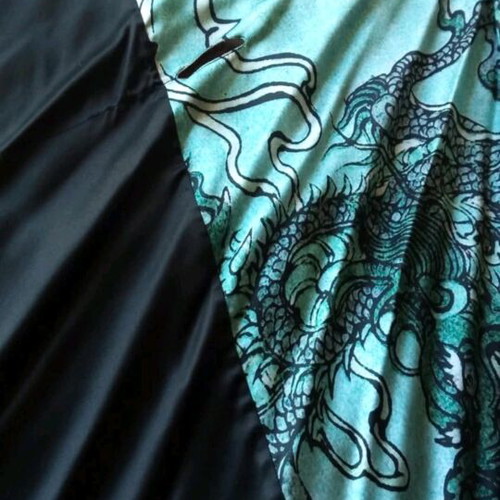 Stilli Deligianni one-shoulder dress satin texture new, black and turquoise