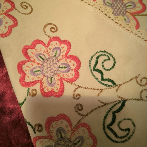 Handmade embroidered needlework with dimensions 38x35 cm