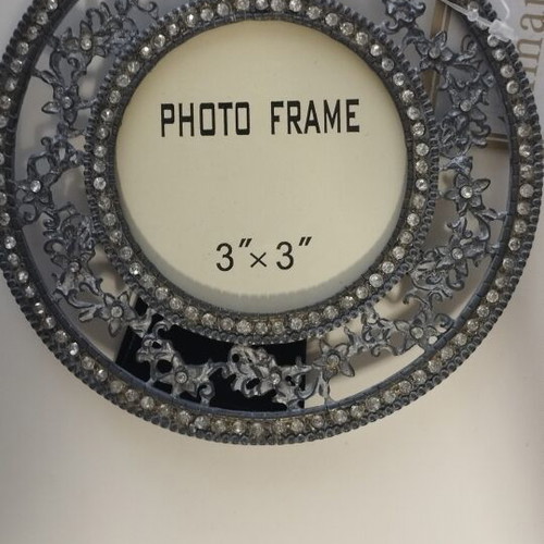 Trimar photo frame 3x3" new, vintage style with rhinestones