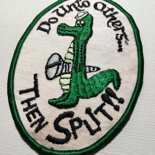 Do Unto Others patch used, 70s