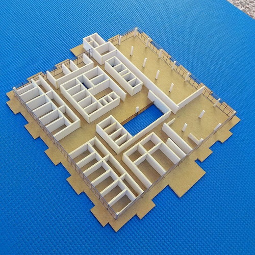 Architectural model 1:200 scale new, cardboard and white pulp